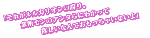 「それがルルカリオンの誇り。余所モンのアンタらにわかって欲しいなんておもっちゃいないよ」